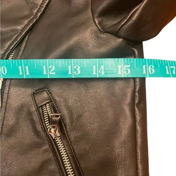 Zara kids black faux leather biker jacket size 10 unisex
